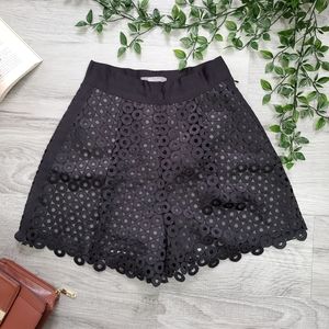 Lela Rose | Black Pearl Skirt w Circle Lace Size 2